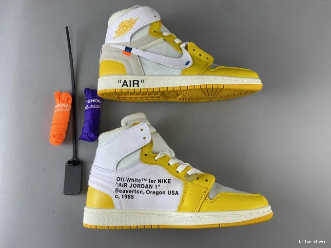 Bmlin AQ0818-149 Off-White x 1 Air Yellow-Cone White Dark NRG Jordan Powder 0725